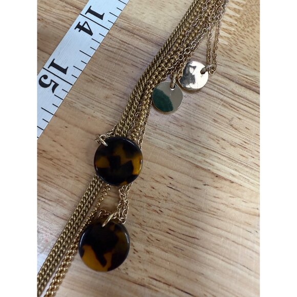 J. Crew Gold Tone Layering Necklace Set Of 4 With Tortoise Accents & Black - Picture 5 of 11